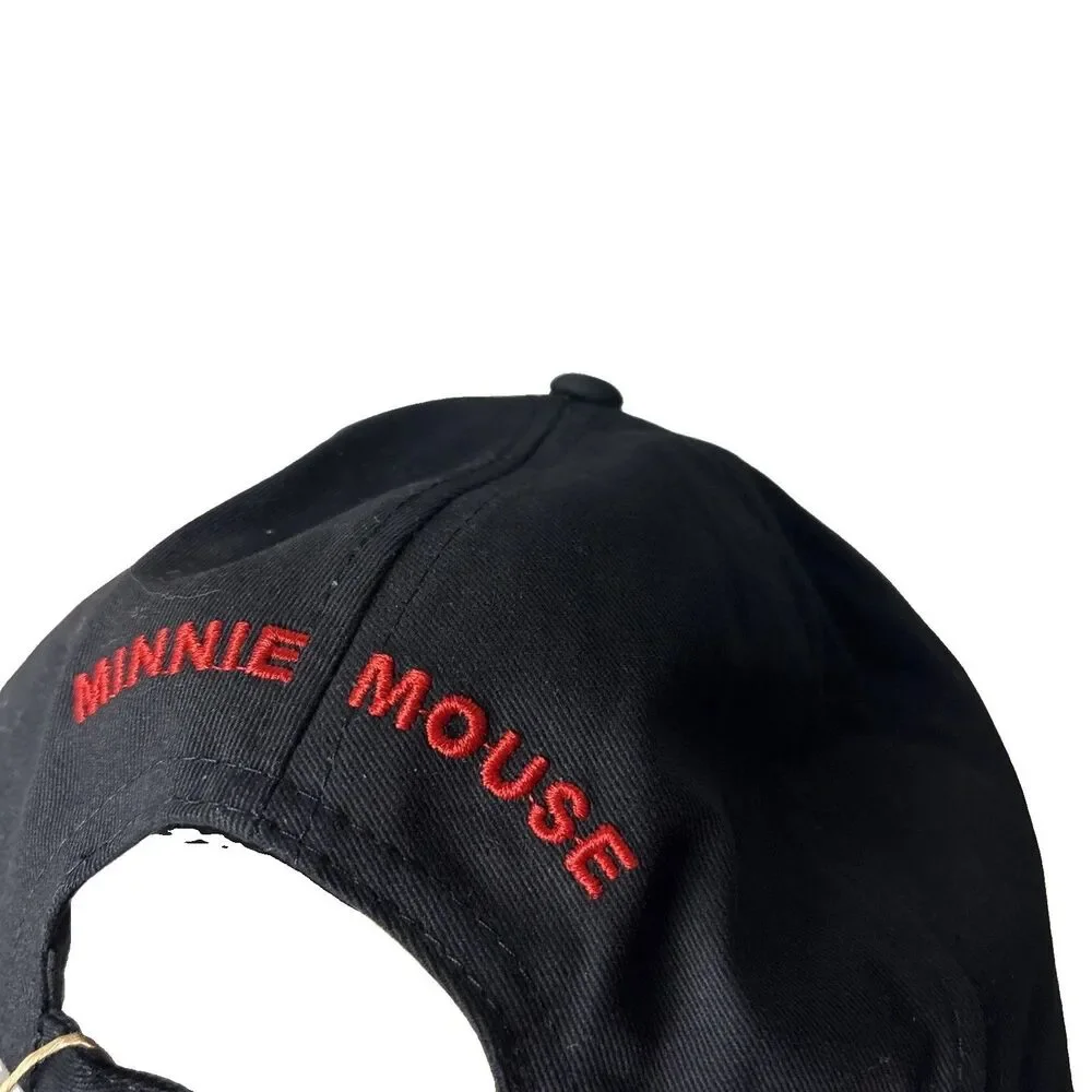Disney Minnie Mouse Baseball Hat Black NWT Aldi Exclusive Red Bow Adjustable Cap